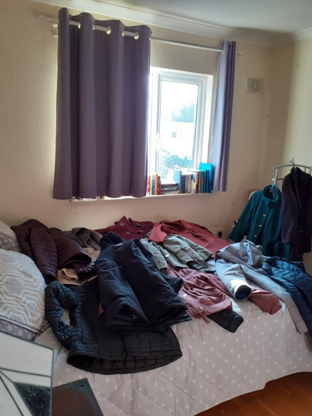 Help, tell me to start de-cluttering.  I have black bags, I have a cloth skip