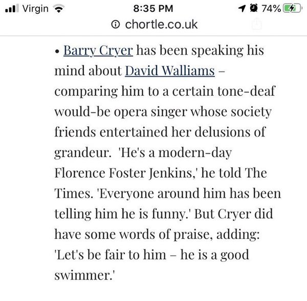 Barry Cryer's died. RIP.