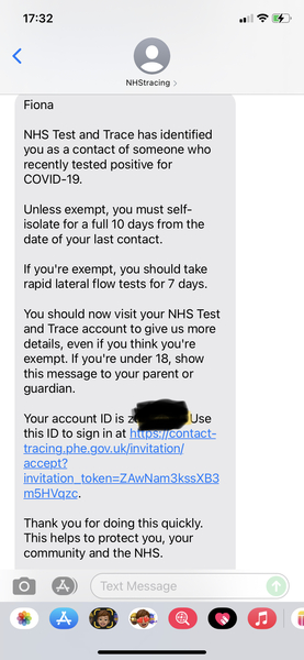 Possible scam test and trace message