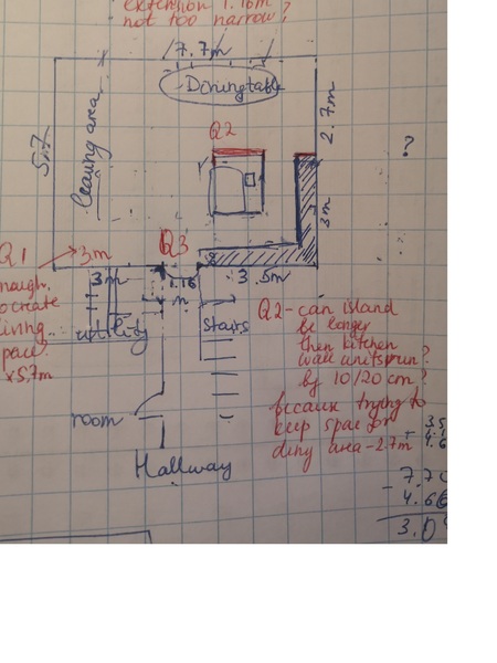 decision on distribution of metres for open livings space/ dining and kitchen - design