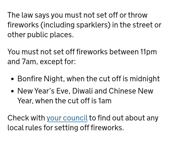 Garden Fireworks & Law/Restrictions?