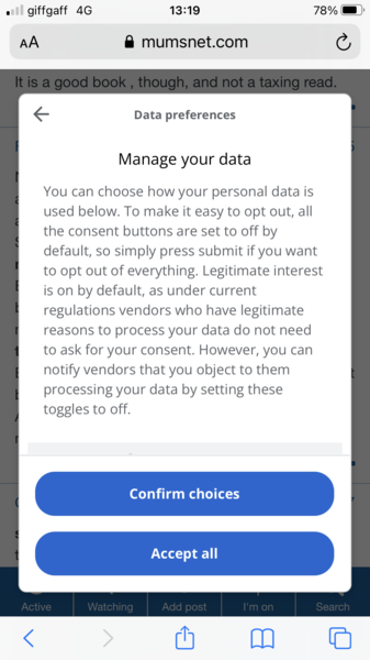 Consent/legitimate interest Reject All button?