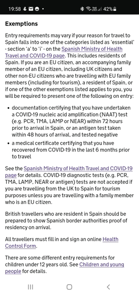 Travel to Spain on only one jab