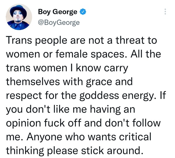 Boy George has spoken...
