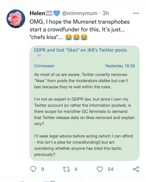GDPR and lost "likes" on JKR's Twitter posts