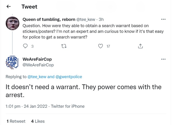 Jennifer Swayne arrested for stickering.