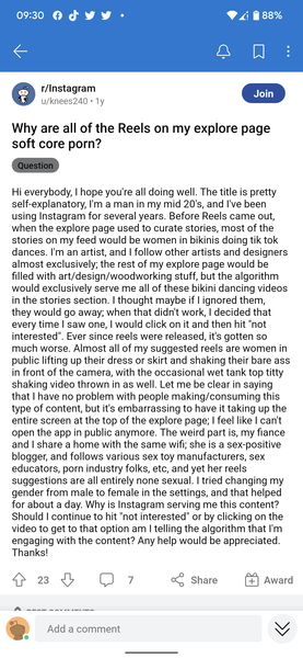 DH looking at women on Instagram