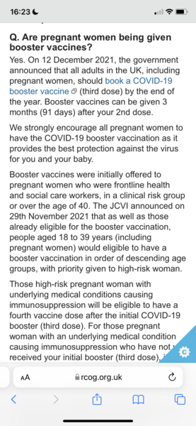 Covid Pfizer booster at 5 weeks pregnant