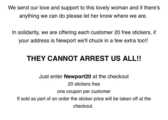 Jennifer Swayne arrested for stickering.