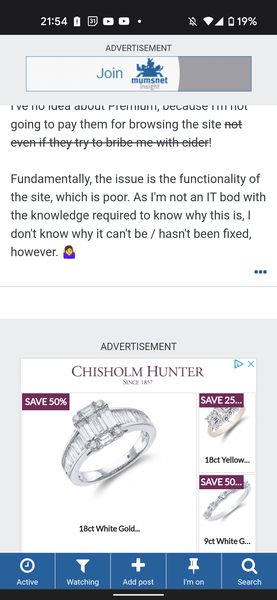 Can't scroll past some adverts