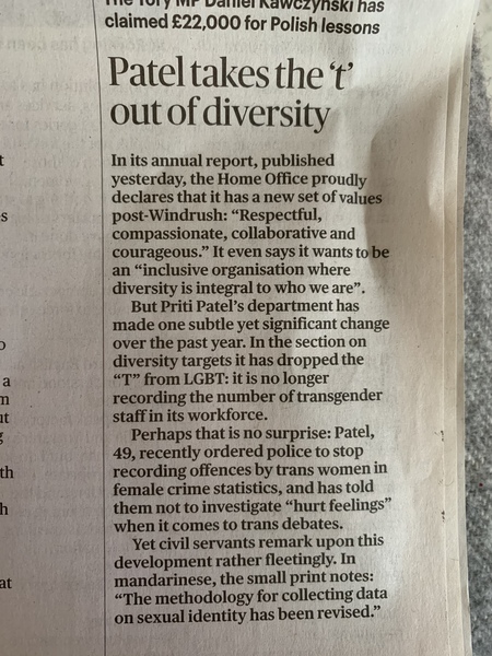 P Patel & Trans staff policy change