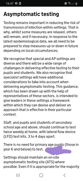 Primary school children - LFT