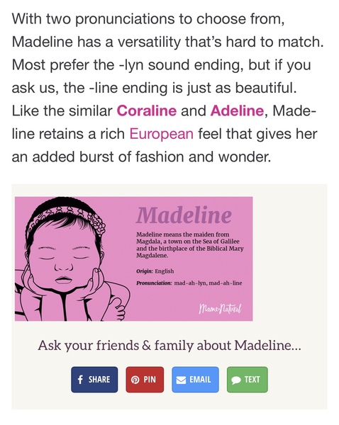 AIBU - using the name Madeline