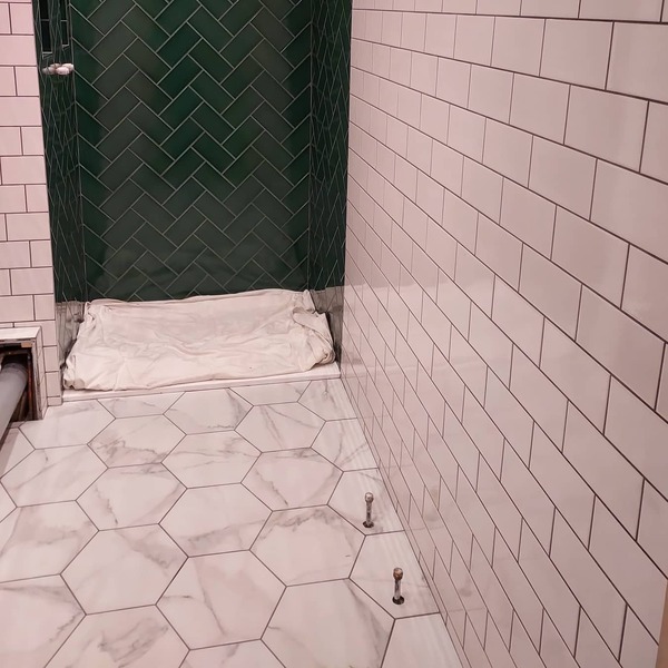 Monochrome tiles and grout