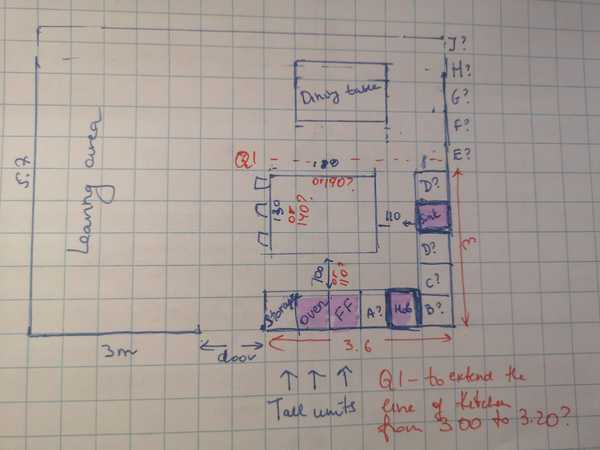 L shape - hob, sink, fridge position - follow up