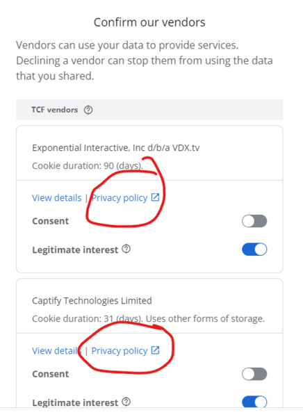 Consent/legitimate interest Reject All button?