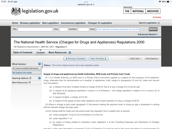 Invoice for prescriptions from an a and e visit