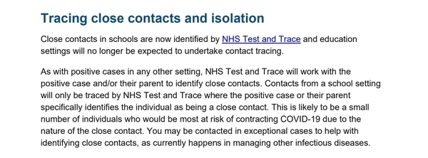 Close contact testing for school kids