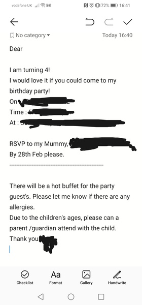 Another party invite question