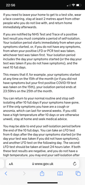 When to isolate until?