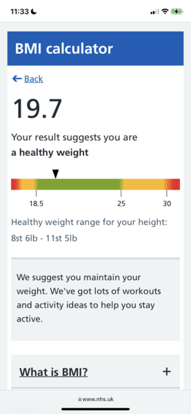 Bmi - I could weigh 6 stone 10 lb !