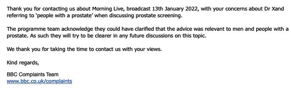 BBC Doctor on people with a prostate
