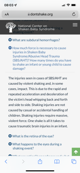 Have I caused shaken baby syndrome