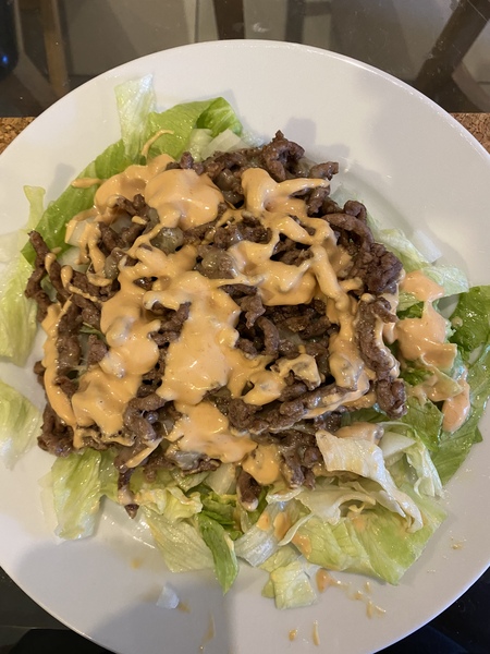 Dirty keto Big Mac salad