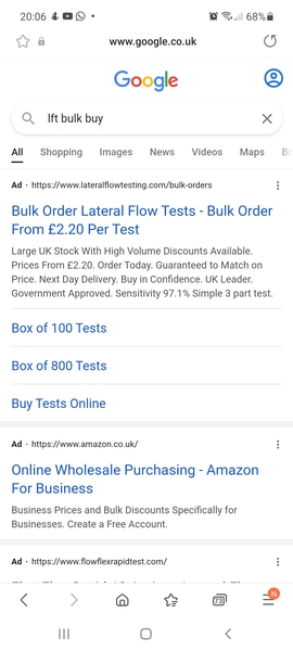 The actual cost of a LFT could be £8 each