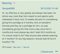 Weaning at 4 months