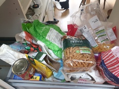 Help, tell me to start de-cluttering.  I have black bags, I have a cloth skip