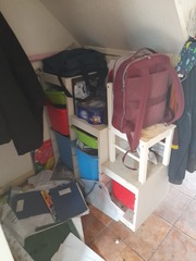 Help, tell me to start de-cluttering.  I have black bags, I have a cloth skip