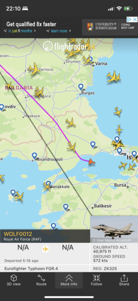 FlightRadar24 - high traffic following invasion