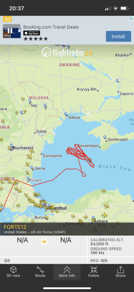 FlightRadar24 - high traffic following invasion