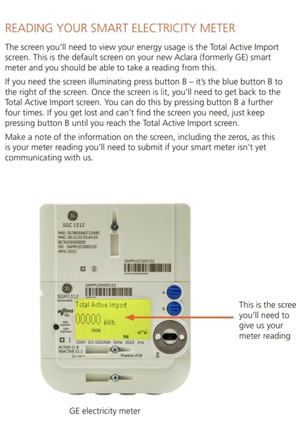 How do I take a meter reading from my electric smart meter (photo attached)