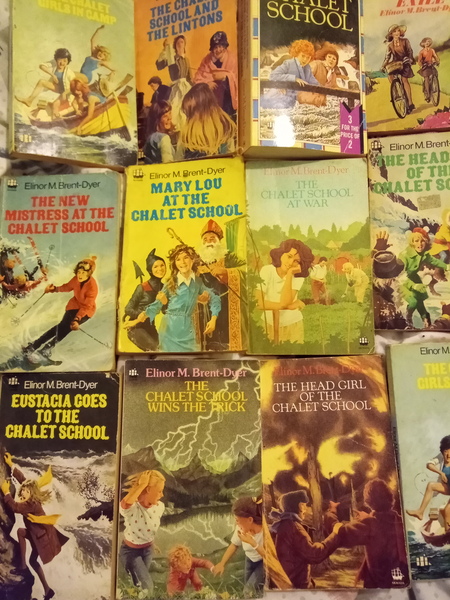 To take childhood books to a charity shop (chalet school)