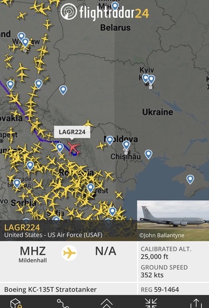 FlightRadar24 - high traffic following invasion