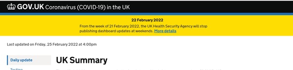 Data, Stats and Daily Numbers started 18th January 2022