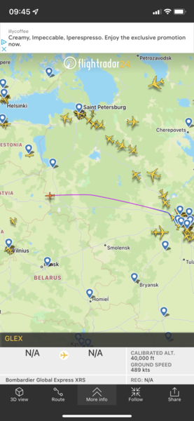 FlightRadar24 - high traffic following invasion