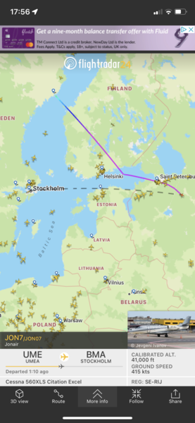 FlightRadar24 - high traffic following invasion