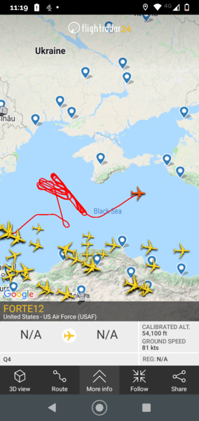 FlightRadar24 - high traffic following invasion