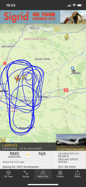 FlightRadar24 - high traffic following invasion