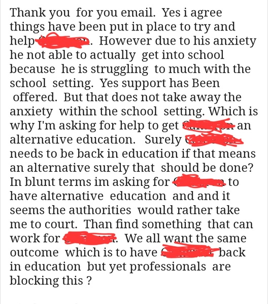 My son won't go to school.. im in shit for it