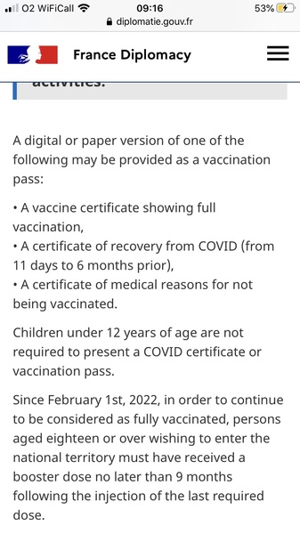 France travel, no booster