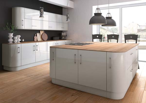 What colour walls and floor with grey kitchen