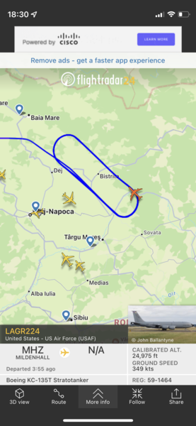 FlightRadar24 - high traffic following invasion