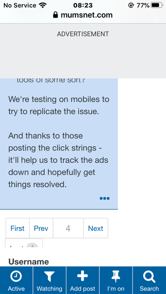 Can't scroll past some adverts
