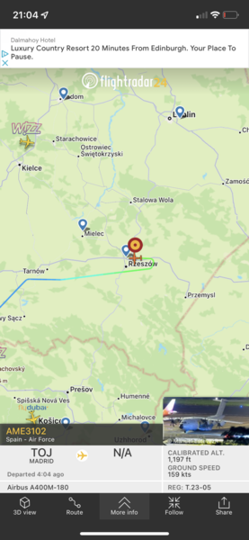 FlightRadar24 - high traffic following invasion