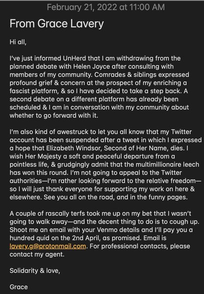 Grace Lavery & Helen Joyce debate 1/4/2022 It is real