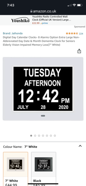 Dementia clock recommendations